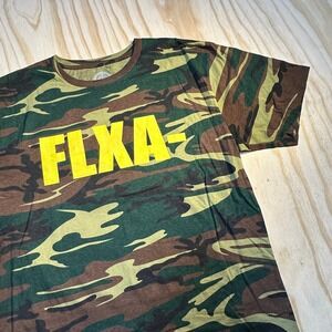 Top Flite Mens Large Green Woodland Camo FLXA Graphic T-Shirt Streetwear Tee